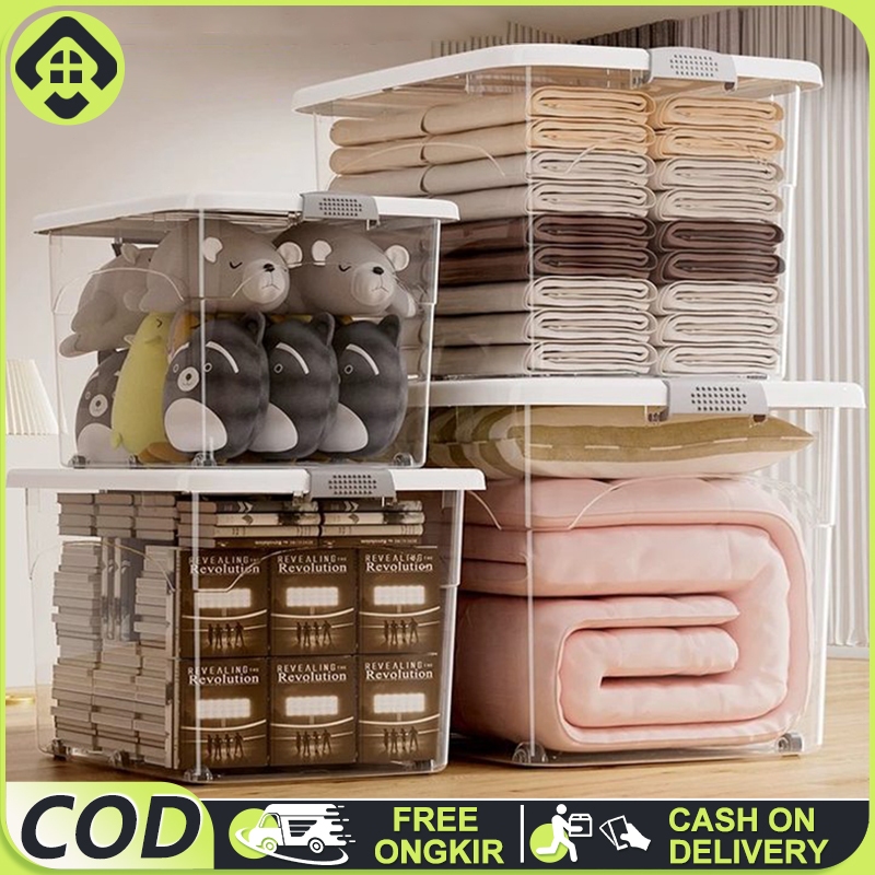 SALVO Storage Organizer Box  Plastik Kotak Penyimpanan Berkapasitas Besar Transparan Container Box J