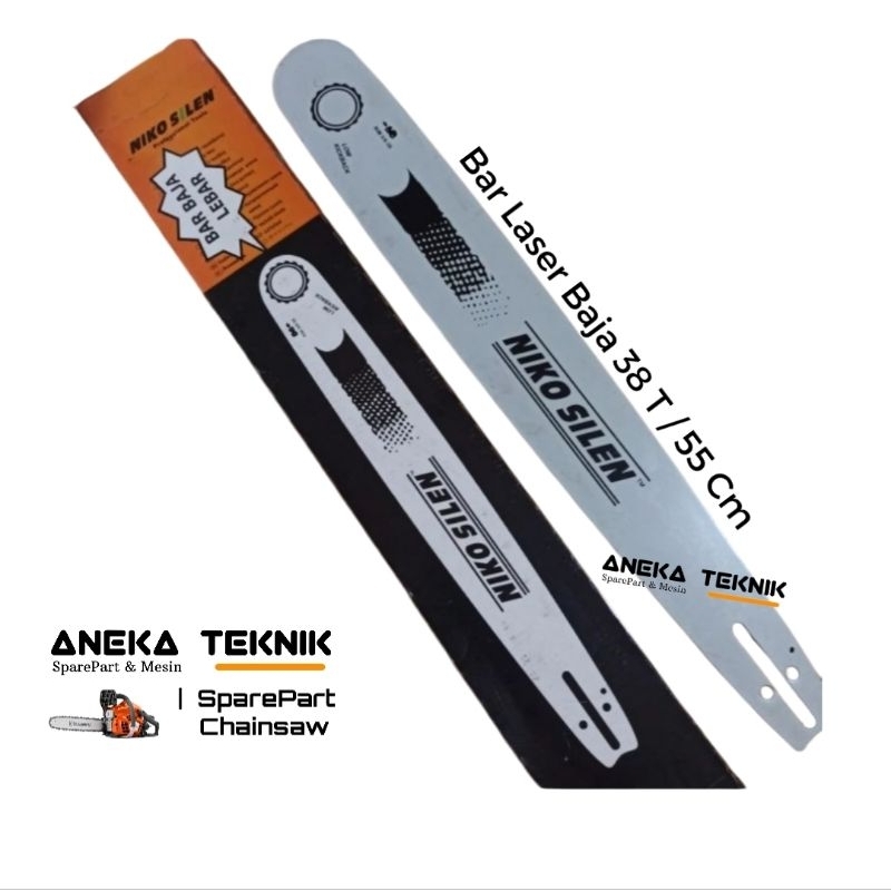 Bar Laser Baja Chainsaw Senso Sinso Ukuran Mata Rantai 38 T / 55 Cm Niko Silen Asli Berkualitas