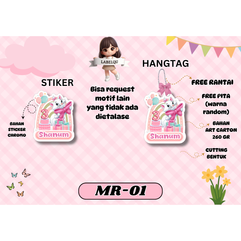 

mh HANGTAG STICKER BIRTHDAY ULANG TAHUN / KARTU UCAPAN HAMPERS ULANG TAHUN MOTIF ANAK PEREMPUAN GIRL