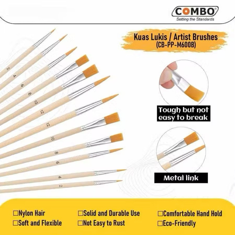 

Kuas Lukis - Kuas Set Isi 6 - Brush GM 16AB Kuas Set Isi 6 - Combo CC-PP-M600B