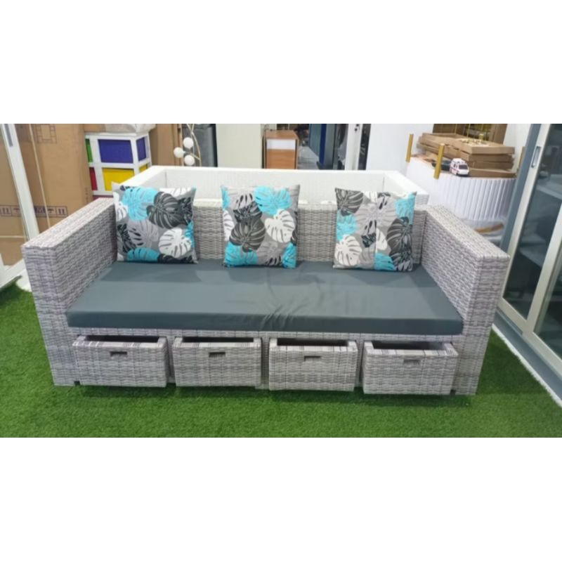 SOFA 3 SEATER MINIMALIS + LACI SOFA ROTAN SINTETIS