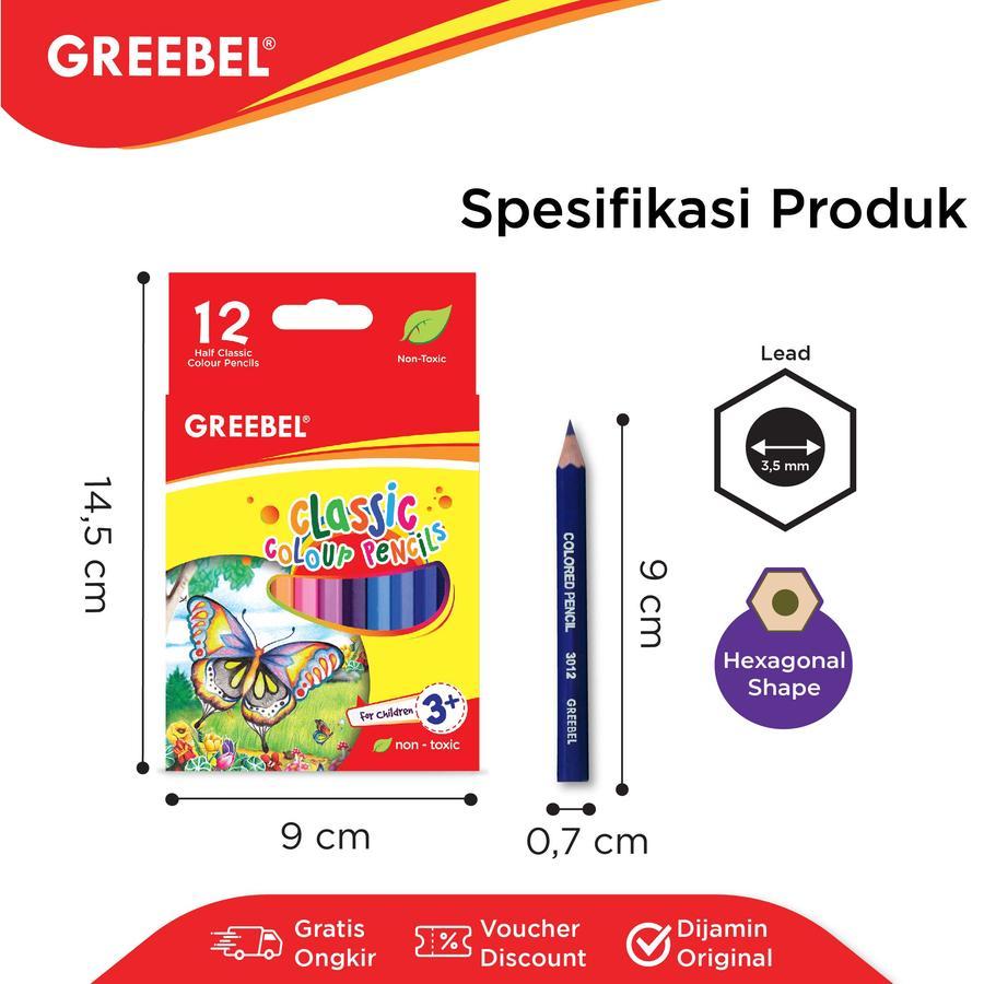 

Pensil Warna Pendek GREEBEL Classic Color Pencil 12