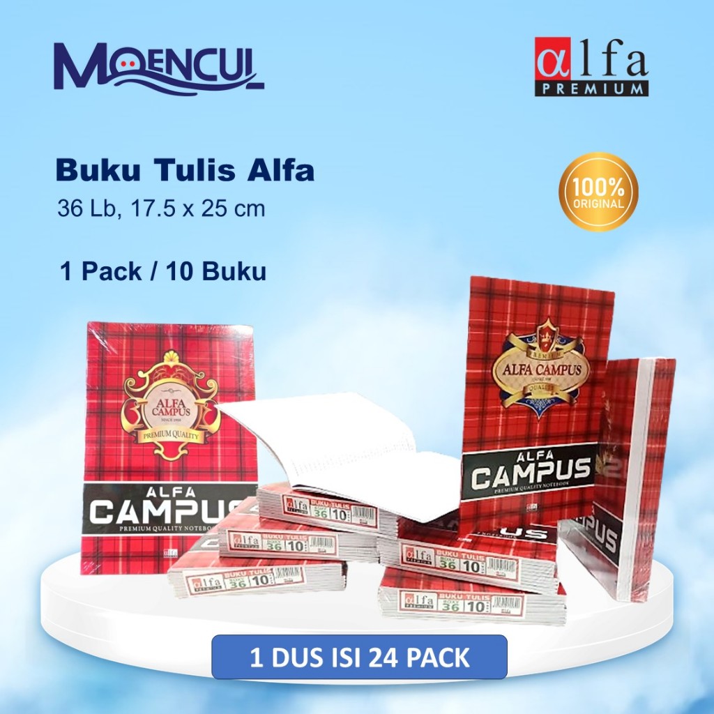 

1 Pack |10 Buku Tulis Alfa Campus 36 Lembar | Buku Tulis | Buku Sekolah |Buku Belajar | Moencul