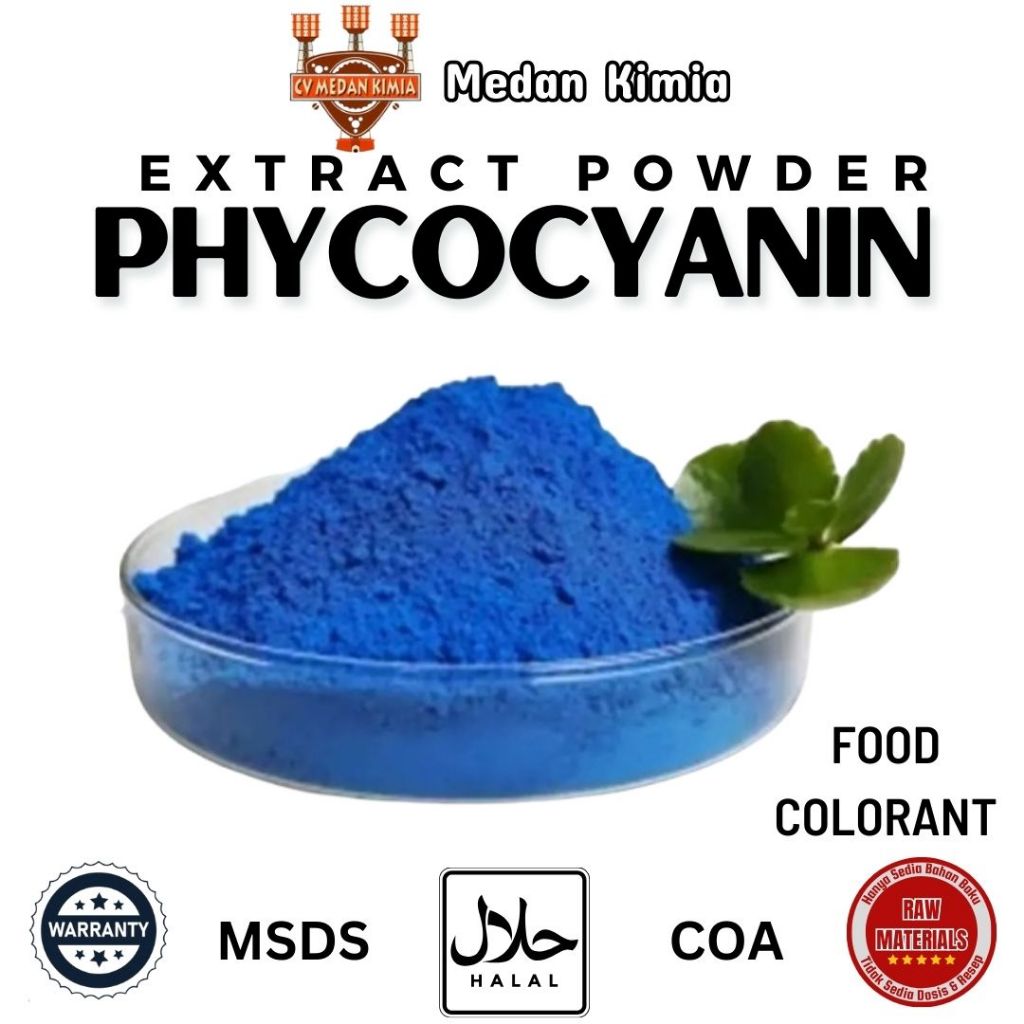 

Extract Powder Phycocyanin 100gr / Ekstrak Bubuk Spiriluna Biru Pewarna Food Grade 100gr