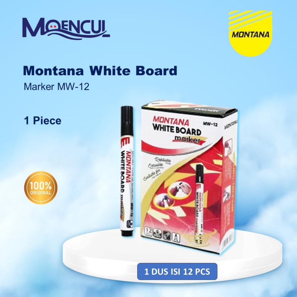

1 Pcs Spidol White Board Montana | Spidol Hitam | Spidol Isi Ulang | Moencul