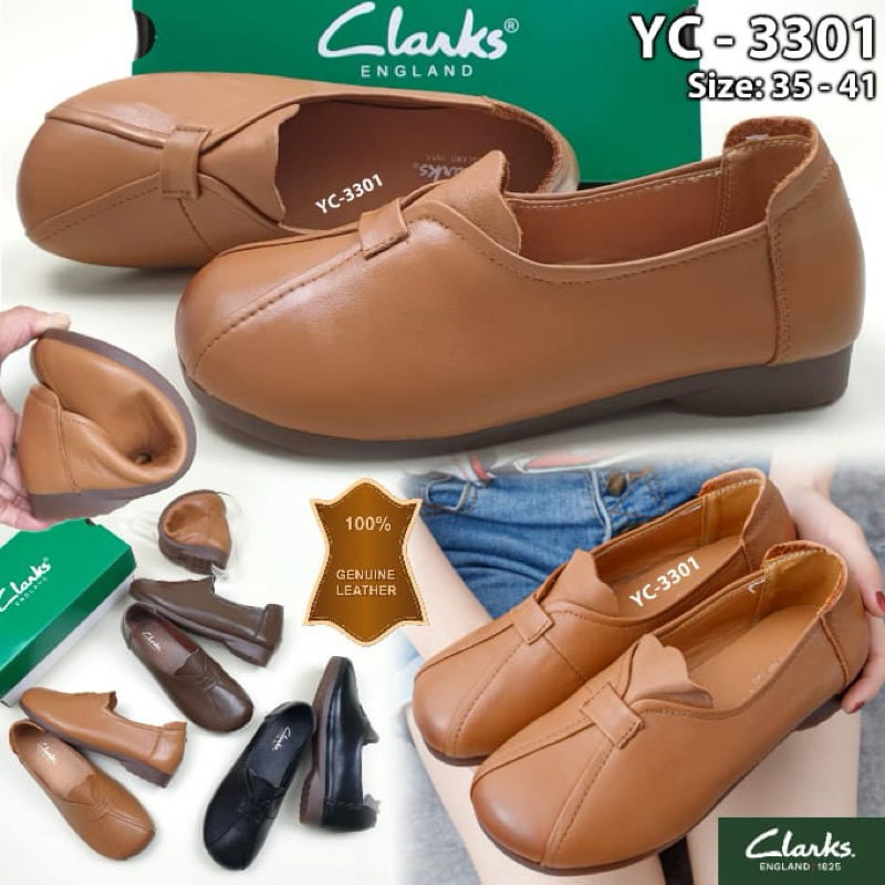 Sepatu Wanita Cewek Clarks YC-3301 Slip On Leather