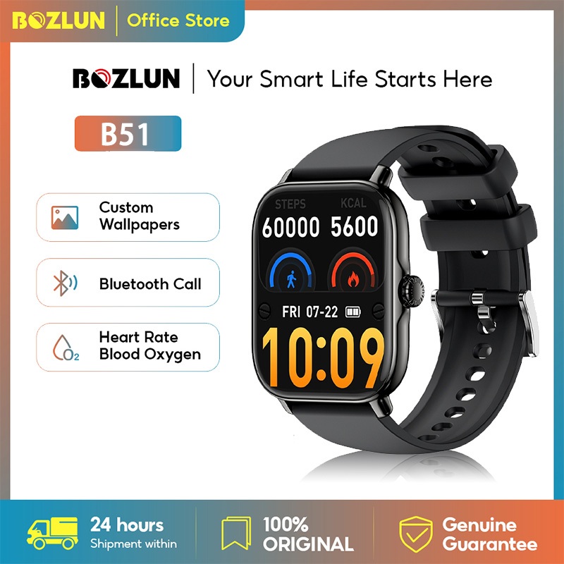 BOZLUN B51 Smart Watch pria wanita Fitness Tracker Bluetooth (Make/Answer Call) anti air ip68 jam ta