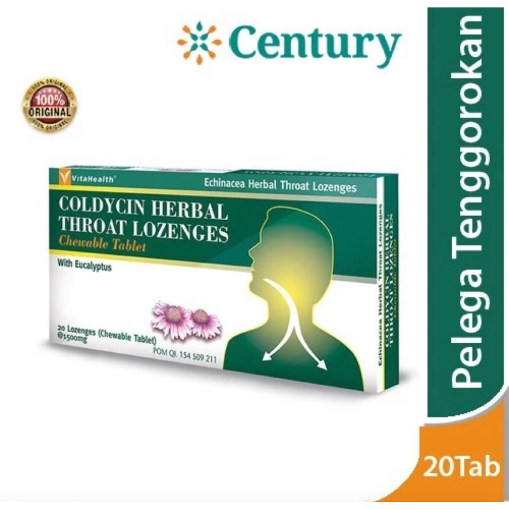 VitaHealth Coldycin Herbal Throat Lozenges isi 20 tablet/Echinacea/Tablet