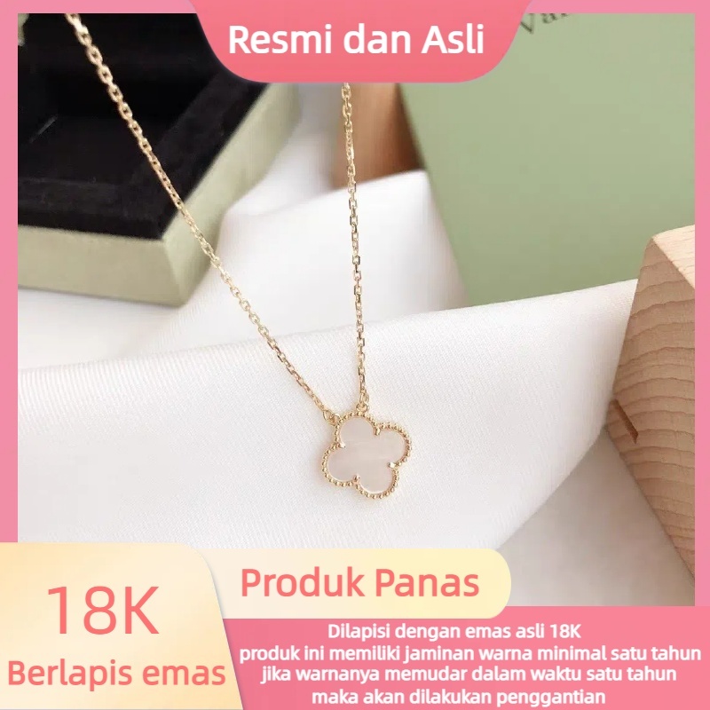 18K Emas Berlapis Emas Asli Anti Karat Kalung Titanium Wanita Kalung Titanium Semanggi Wanita
