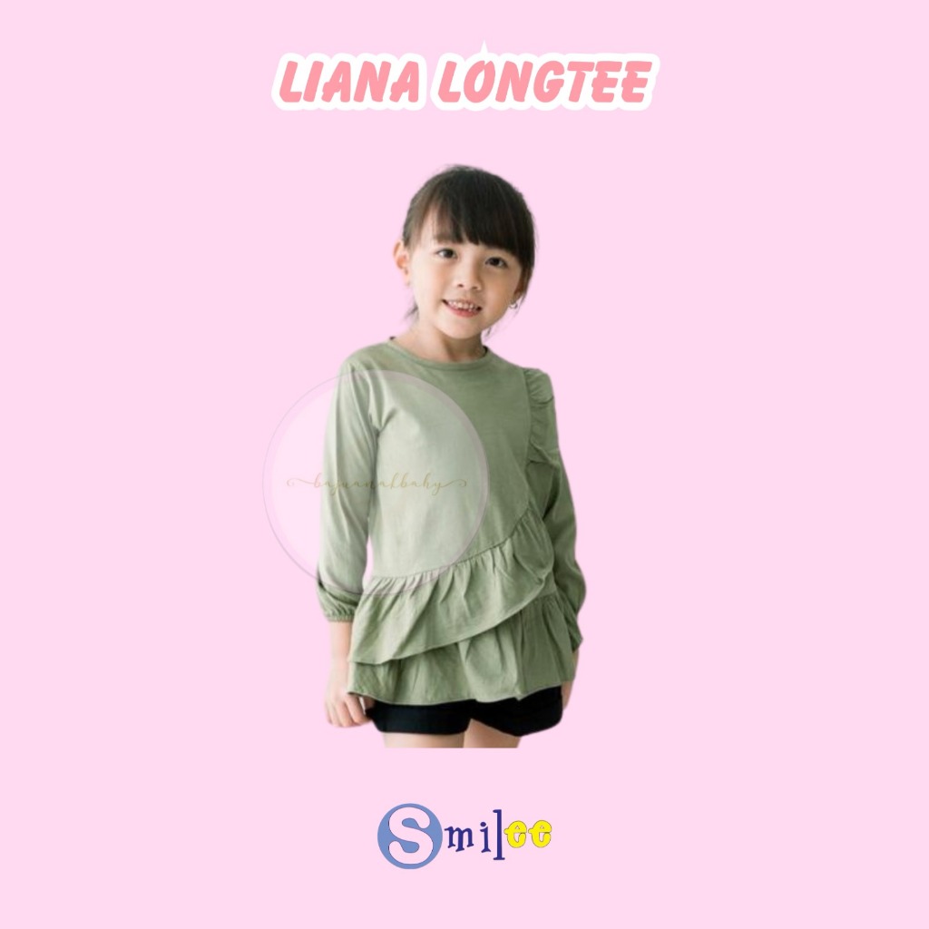 Smilee Liana Olive - Atasan Longtee Anak Perempuan [Size 1-5 Tahun] Baju Kaos Cewek