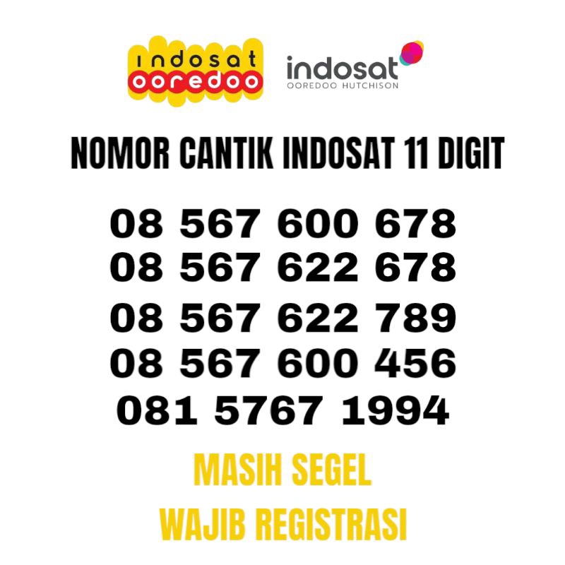 Nomor Cantik 11 Digit indosat im3 / Kartu Perdana Cantik 11 Angka Segel