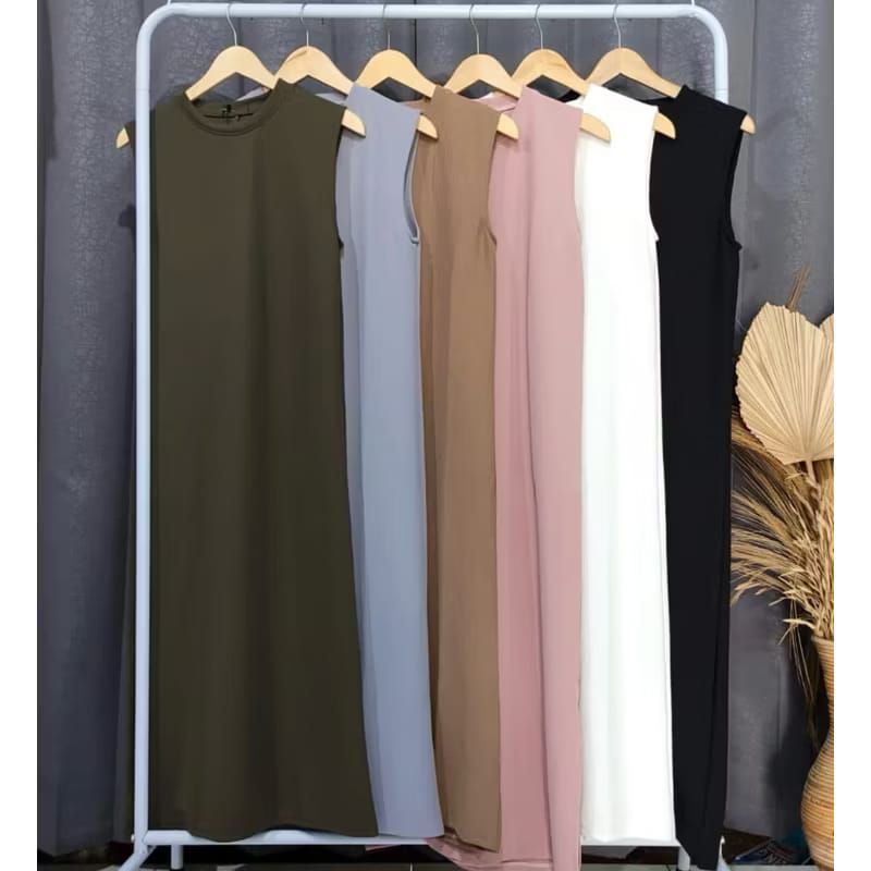 INNER DRESS KNIT PREMIUM - Inner Dress Rajut Tanpa Lengan - Gamis Wanita Pesta Terbaru Kekinian