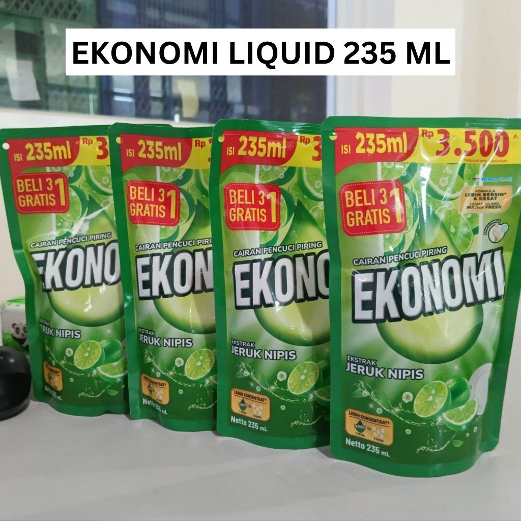 EKONOMI LIQUID SABUN CUCI PIRING KEMASAN 3500 AN 235ML HIGIENIS VARIAN RASA JERUK NIPIS SIWAK POUCH 