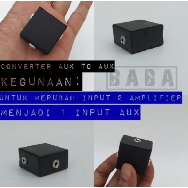 CONVERTER Audio AUX to AUX 3.5mm. 2in1. 1 input 2 Output. Spliter Audio to Amplifier