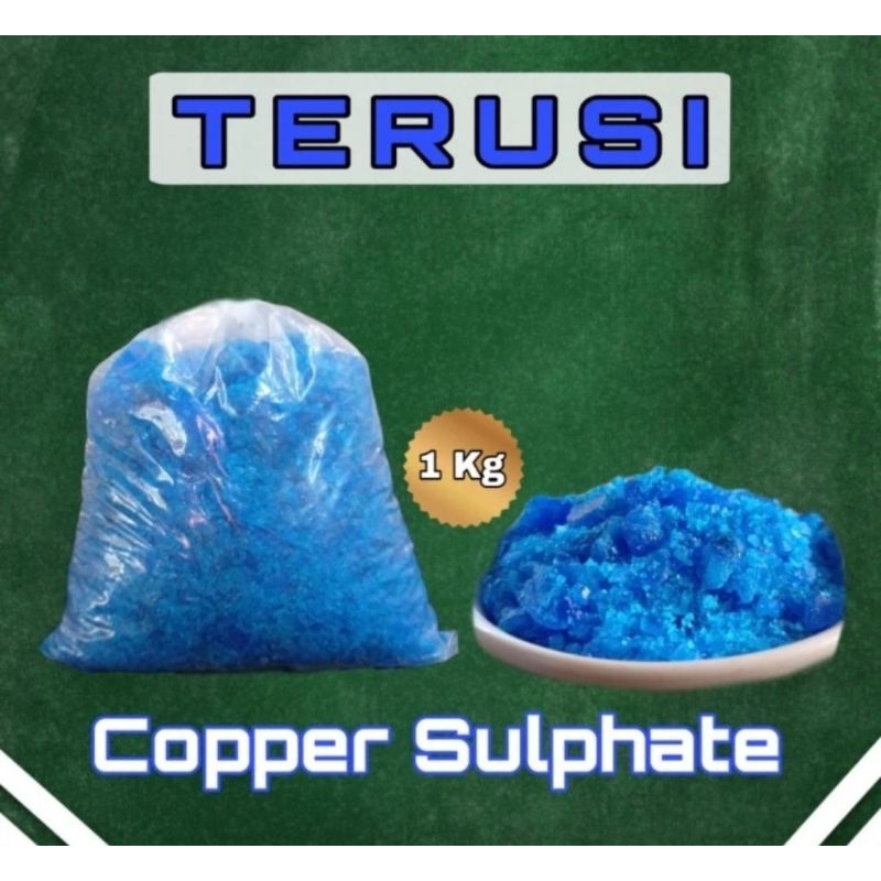 Terusi Kristal / Copper Sulfat / Fungisida 1kg Anti Lumut Kolam Renang Trusi Crystal