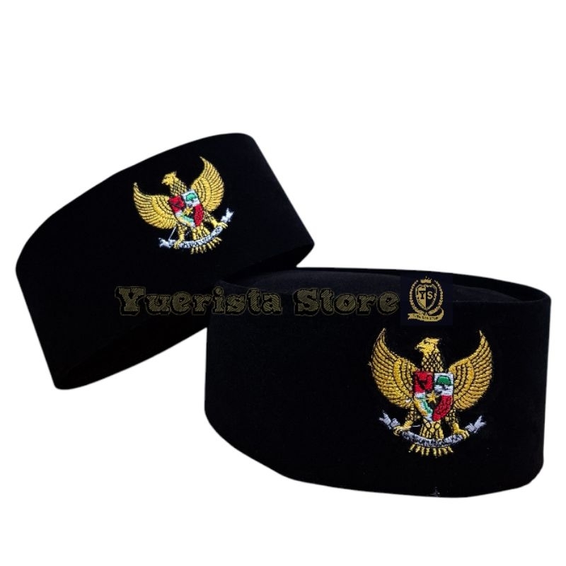 Peci Songkok Kopiah Hitam Motif GARUDA Tinggi 9cm - Songkok Anak Laki Laki SHOLAT Bisa COD