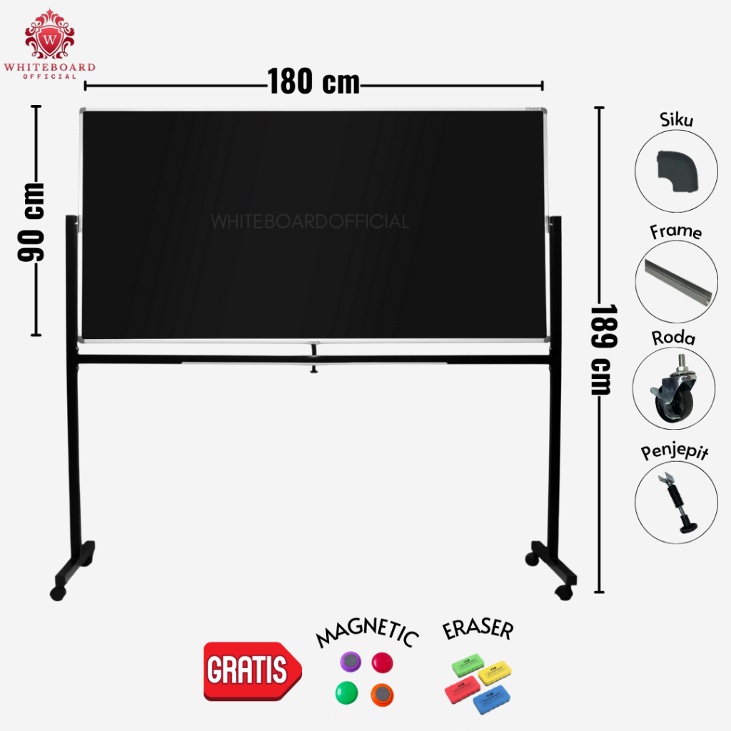 

SAKANA Papan Tulis Blackboard Magnet 90x180cm Gantung / Black Board / Chalkboard / Papan Board