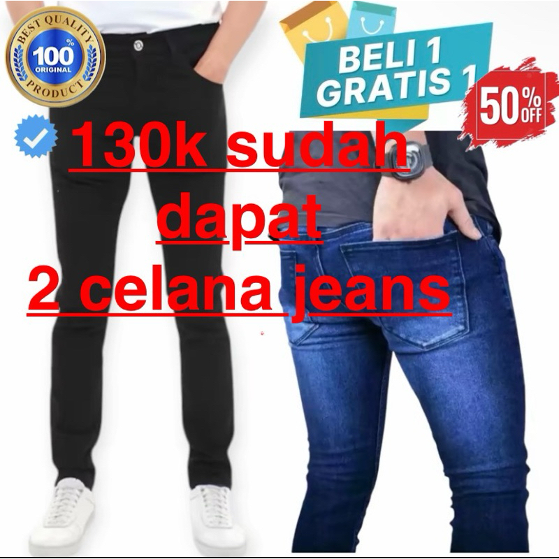 paket hemat, celana jeans pria modelan slim fit,melar,style korea