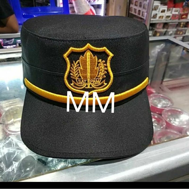 TOPI KOMANDO SATPAM COKLAT DANRU FRE NAMA BORDIR