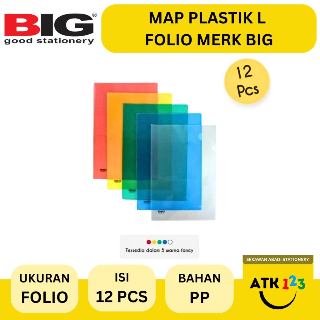 

Map Plastik L Map Bening Map Transparant Ukuran Folio merk BIG [1 PACK = 12 PCS]