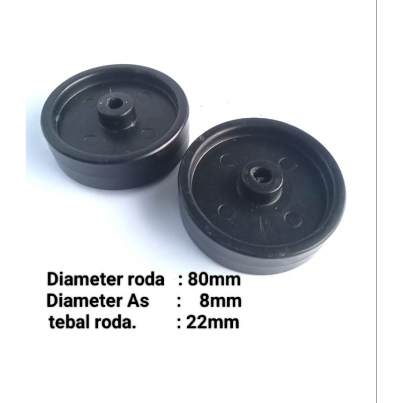 Roda plastik/ Roda kompresor/Roda troli diameter 80mm As 8mm