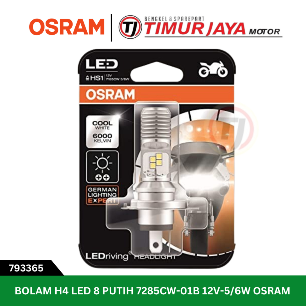 BOLAM LED 8 H4  PUTIH 7285CW-01B 12V-5/6W OSRAM Kode 793365 rk T16E/2R56