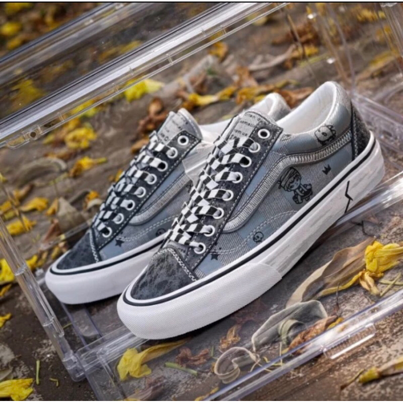 Sepatu Vans Oldskool Style 36 Hirono Grey Black Denim