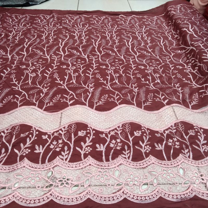 Bahan Kain Katun Bordir Premium/Kain Katun bordir Halus/Kain Kebaya Wanita