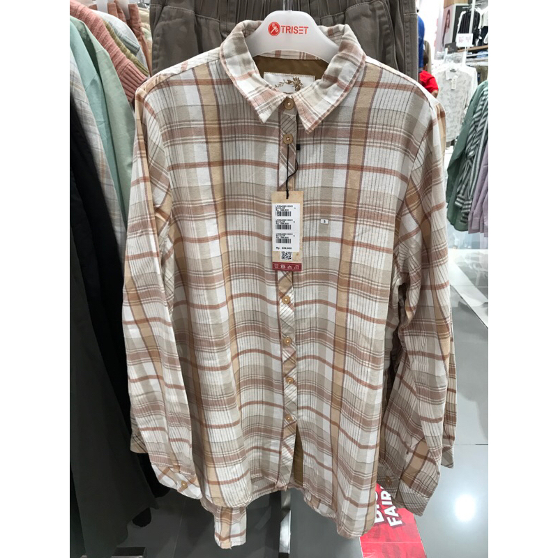 Triset ladies kemeja wanita Kotak-kotak S-XL