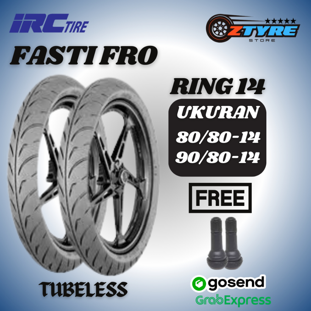 Ban Motor Matic Ring 14 Sepasang IRC Fasti Pro 90/80 & 80/80 Ban Tubles Vario Beat Depan Belakang