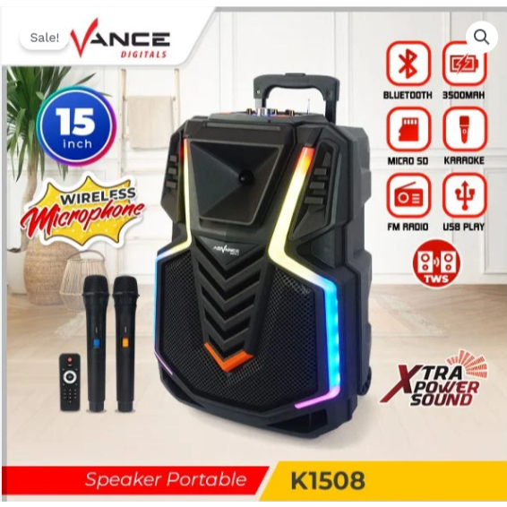 Speaker Advance K1508 / K-1508 Meeting Bluetooth Salon + 2 Mic Wireless Salon Aktif 15 inch