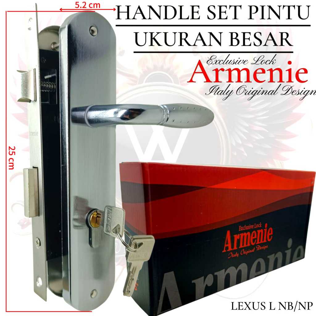 kunci pintu besar 25cm ARMENIE gagang bulat chrome | handle set pintu besar