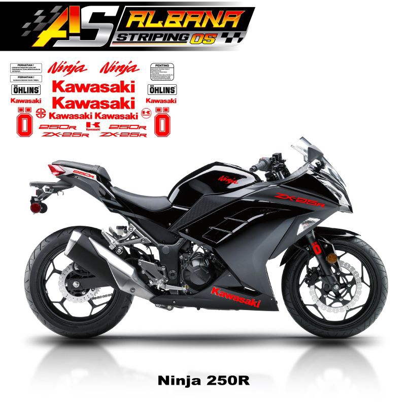 STRIPING KAWASKI NINJA 250 FI TRANSPARAN/STICKER NINJA 250 FI