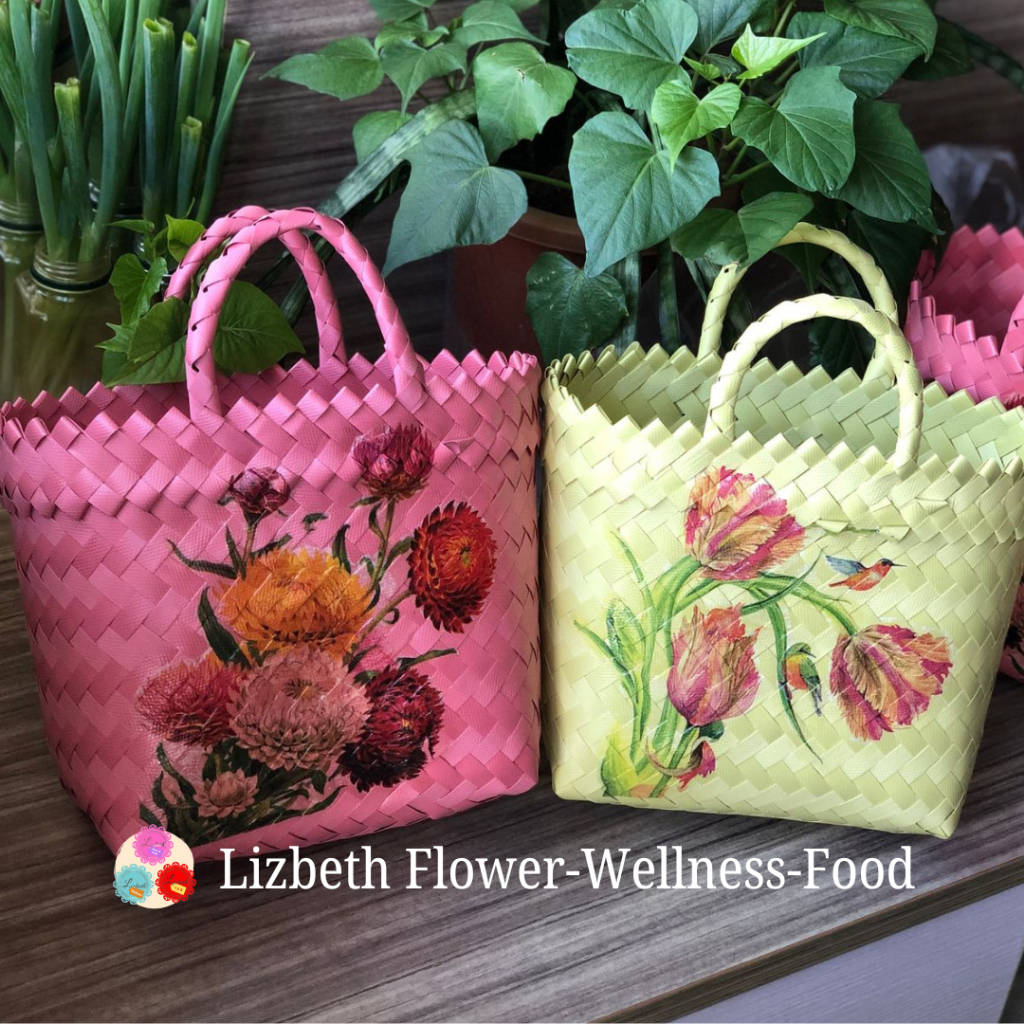 

Decoupage Tas Anyaman Plastik / Tas Souvenir Parcel / Tas Hampers