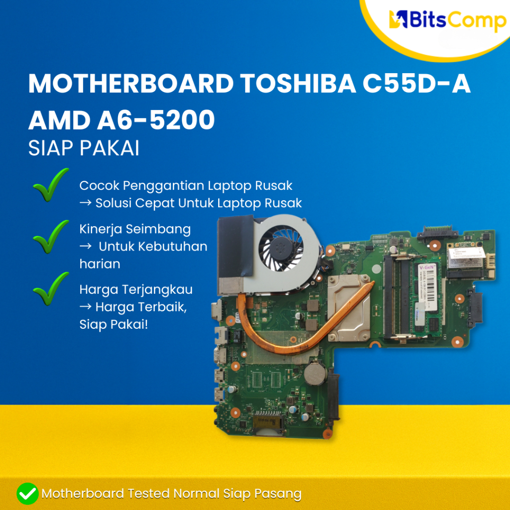 Motherboard Laptop Toshiba C55D-A AMD A6-5200 Original & Bergaransi