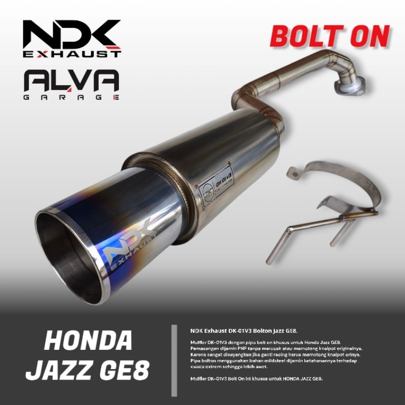 Muffler DK-01V3 Bolton Jazz GE8 merk NDK Exhaust Knalpot Racing Mobil Jazz GE8 Knalpot Mobil Jazz GE