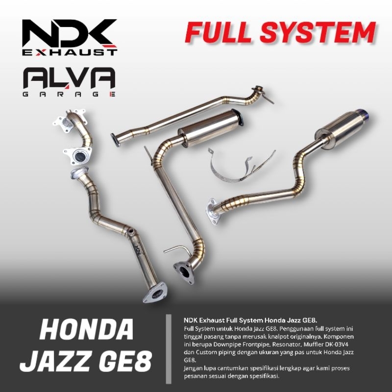 Fullsystem Knalpot Racing Jazz GE8 Bass Harian Knalpot Mobil Jazz NDK EXHAUST