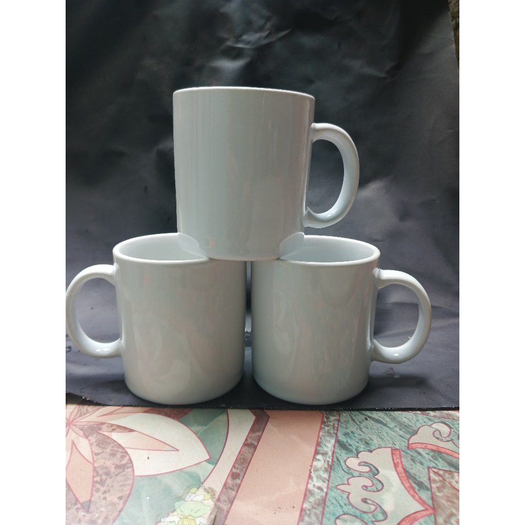 Gelas Mug Keramik Sedikit Reject Polos Tibuah gelas 310ml dapat 3 buah sudah termasuk box pergelas