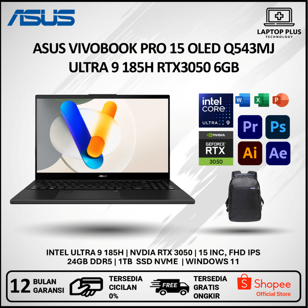 Laptop ASUS Vivobook Pro 15 OLED - Core Ultra 9 185H, RTX 3050 6GB, 24GB RAM, 1TB SSD, 15.6" FHD OLE