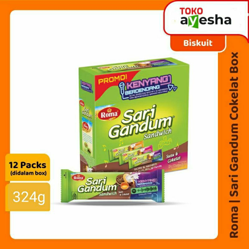 

Roma Sari Gandum Cokelat Box 324 gr - 12 Sachet