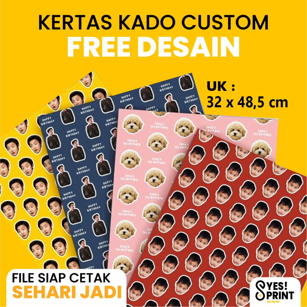 

(GRATIS DESAIN) Catak Kertas Kado Custom Foto Tulisan / Kado Wisuda Ulang Tahun Anniversary Persahabatan