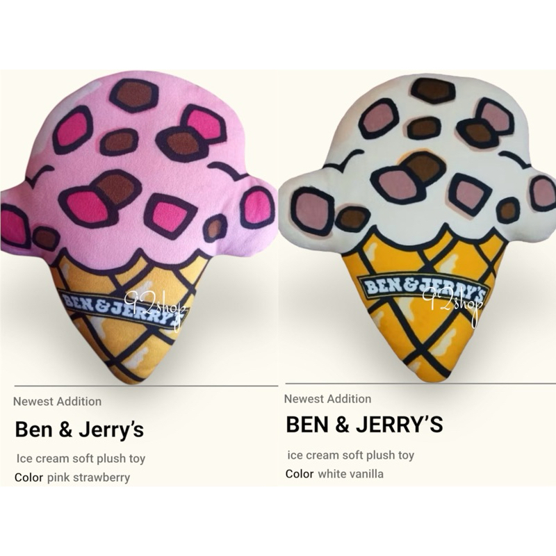 Boneka es krim Ben & Jerry’s | boneka bantal ice cream reversible printed | boneka es krim strawberr