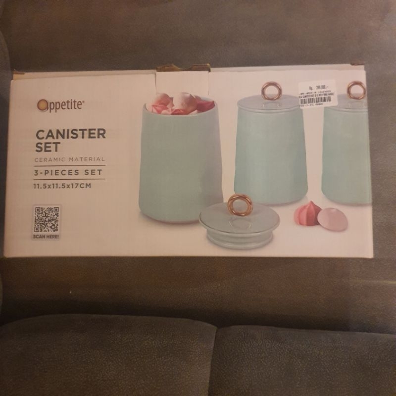 Oppetite Ceramic Canister 3 Pcs Set 11x11x17 cm