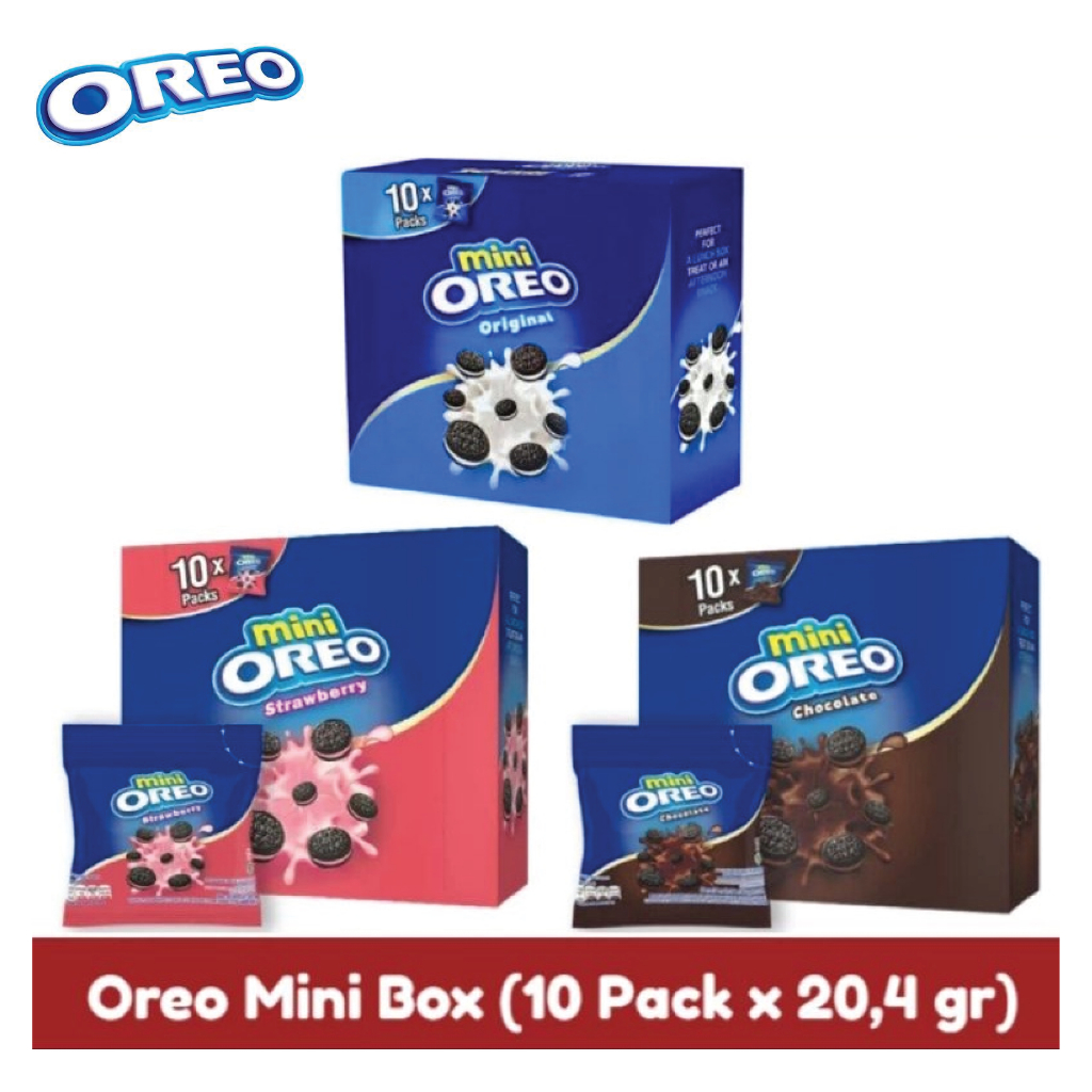 

Biskuit Sandwich OREO Mini Box 10 Pcs x 20.4 Gr Gram Manis Gurih Renyah Original / Chocolate / Strawberry Cemilan Makanan Ringan Snack Oleh Oleh Khas Pekalongan Murah Berkualitas Premium
