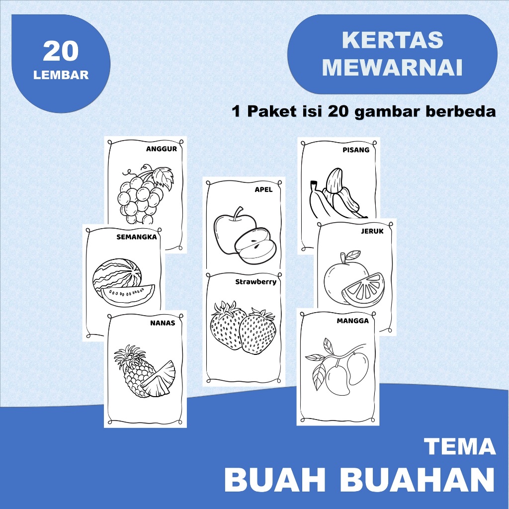 

Kertas Mewarnai Tema Buah-buahan 20 Lembar