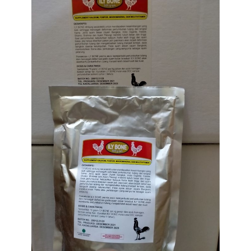 ILY BONE Suplemen pertumbuhan tulang  ayam sapi dll 500 gram