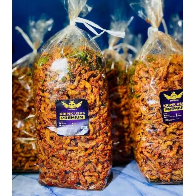 

kripik usus pedas daun jeruk 1 ball isi 2kg