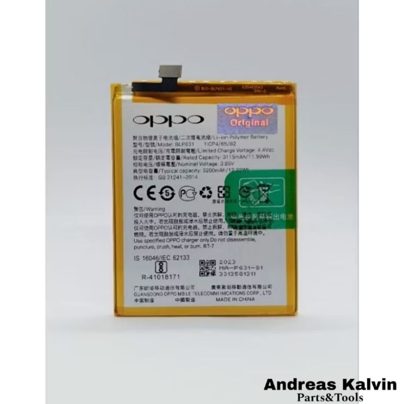 BATERAI BATRE BATRAI BATTERY OPPO F5 OPPO F3 OPPO F5 YOUTH BLP631 ORIGINAL