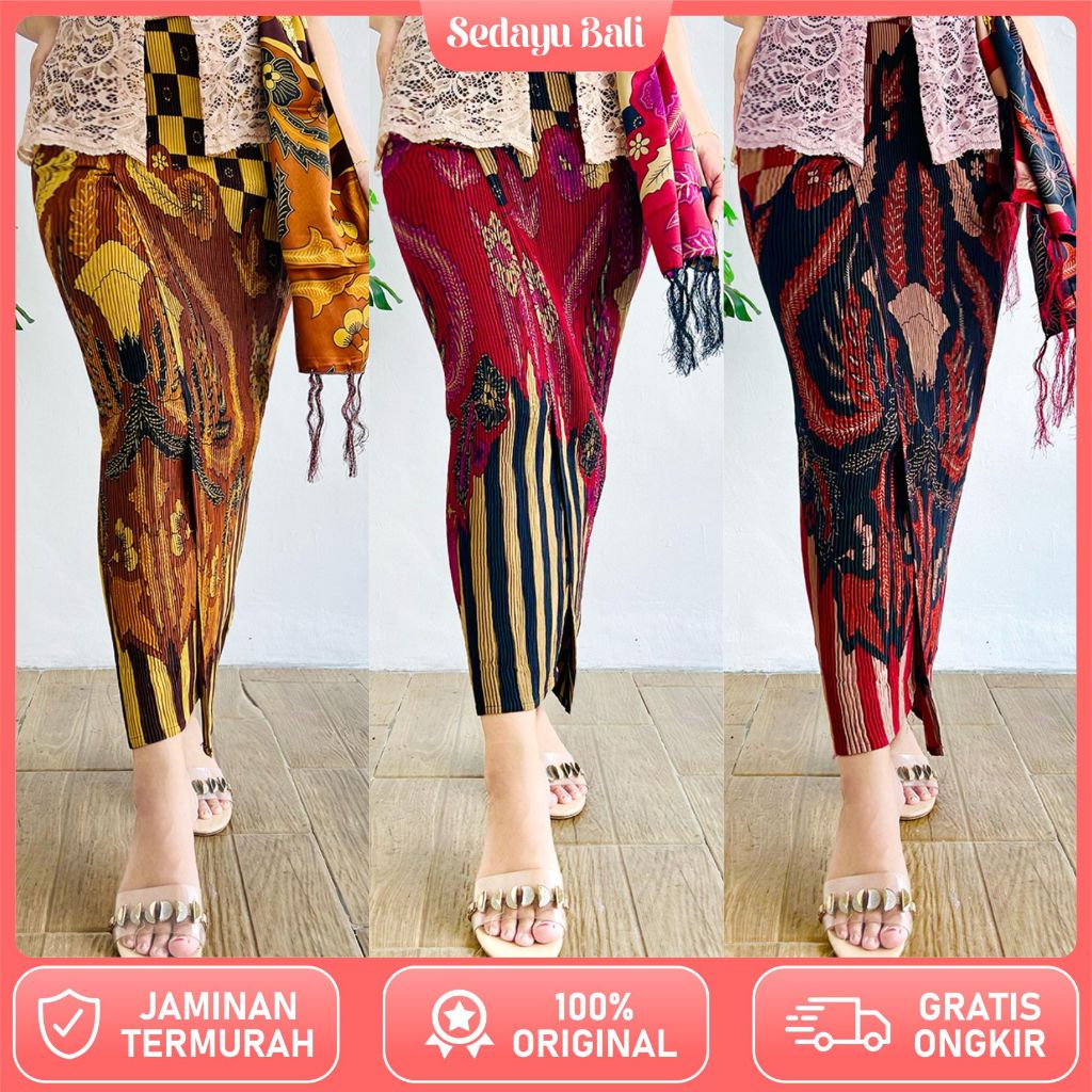 Kamen knit plisket sutra gratis slendang, rok jadi terbaru, kamen jadi pakaian adat tradisional bali