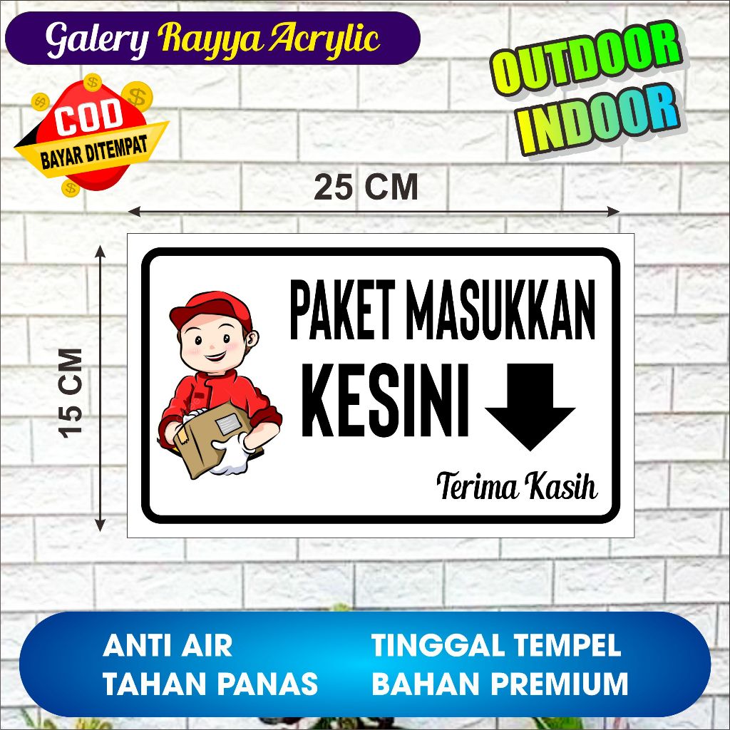 

PAPAN PETUNJUK TUKANG PAKET /ACRYLIC PAPAN PETUNJUK PAKET /PAPAN PERINGATAN